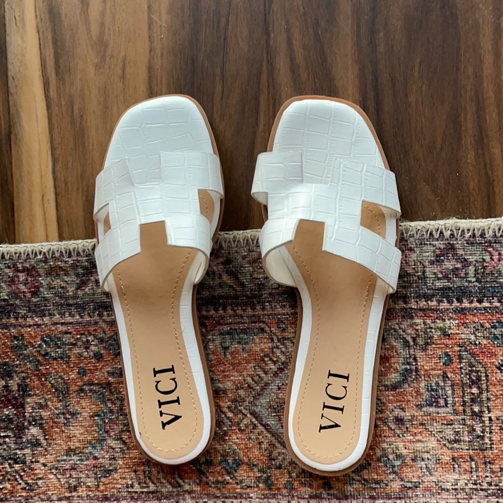 White Vici H sandals